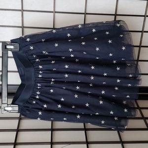 GAP girls navy blue with silver stars tulle flowy skirt